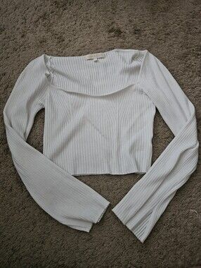 White Ribbed Long Sleeve